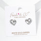 White Gold Dipped CZ And Glass Pearl Beaded Heart Post Stud Earrings