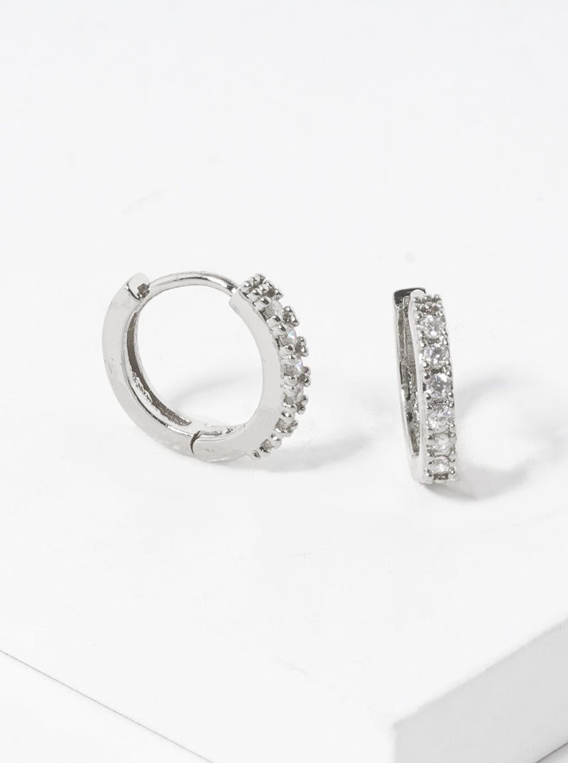 18k Gold Dipped CZ Pave 10mm Huggie Hoop Earrings