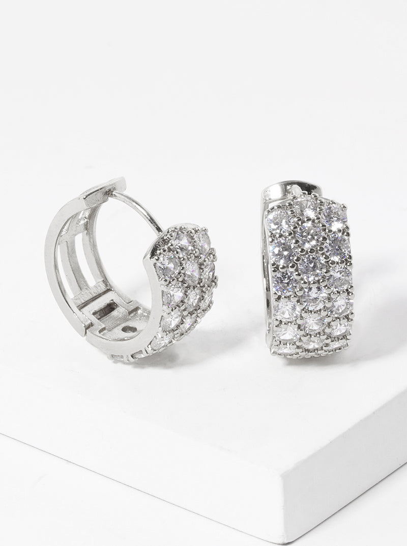 18k Gold Dipped CZ Pave 15mm Huggie Hoop Earrings