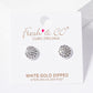 White Gold Dipped CZ Pave 9mm Round Post Stud Earrings