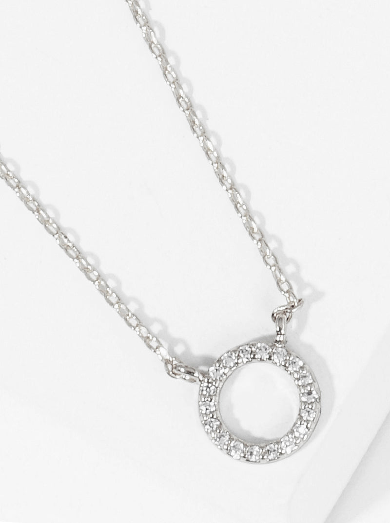 18k Gold Dipped CZ Pave Circle Pendant Delicate Necklace