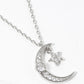 18k Gold Dipped CZ Pave Crescent Moon And Star Pendant Delicate Necklace