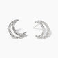 18k Gold Dipped CZ Pave Crescent Moon Post Stud Earrings