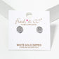 White Gold Dipped CZ Pave Dainty Rounded Square Post Stud Earrings
