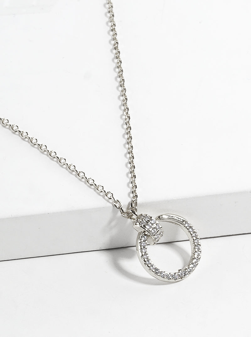 18k Gold Dipped CZ Pave Delicate Door Knocker Pendant Necklace