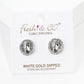 White Gold Dipped CZ Pave Round Virgin Mary Post Stud Earrings