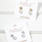 White Gold Dipped CZ Pave Round Glass Pearl  Post Stud Earrings