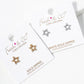 White Gold Dipped CZ Pave Star Post Stud Earrings
