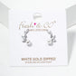 White Gold Dipped CZ Pearl Curved Leaf Dainty Post Stud Earrings