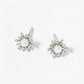 18k Gold Dipped CZ Pearl Dainty Flower Post Stud Earrings