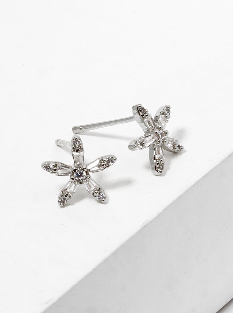 18k Gold Dipped Dainty CZ Pave Flower Post Stud Earrings