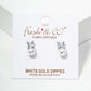 White Gold Dipped Dainty CZ Stone Pearl Drop Post Stud Earrings