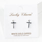 White Gold Dipped Dainty Cross Post Stud Earrings