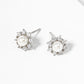18k Gold Dipped Dainty Flower CZ Glass Pearl Post Stud Earrings