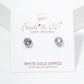White Gold Dipped Dainty Round CZ Post Stud Earrings