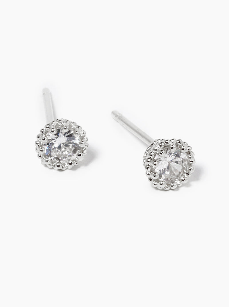 18k Gold Dipped Delicate CZ Stone Post Stud Earrings