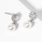 18k Gold Dipped Glass Pearl Drop CZ Dangle Post Earrings