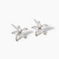 18k Gold Dipped Marquise Shape CZ Stone Flower Post Stud Earrings