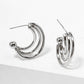 18k Gold Dipped Metal Tri Layered Open Hoop Earrings