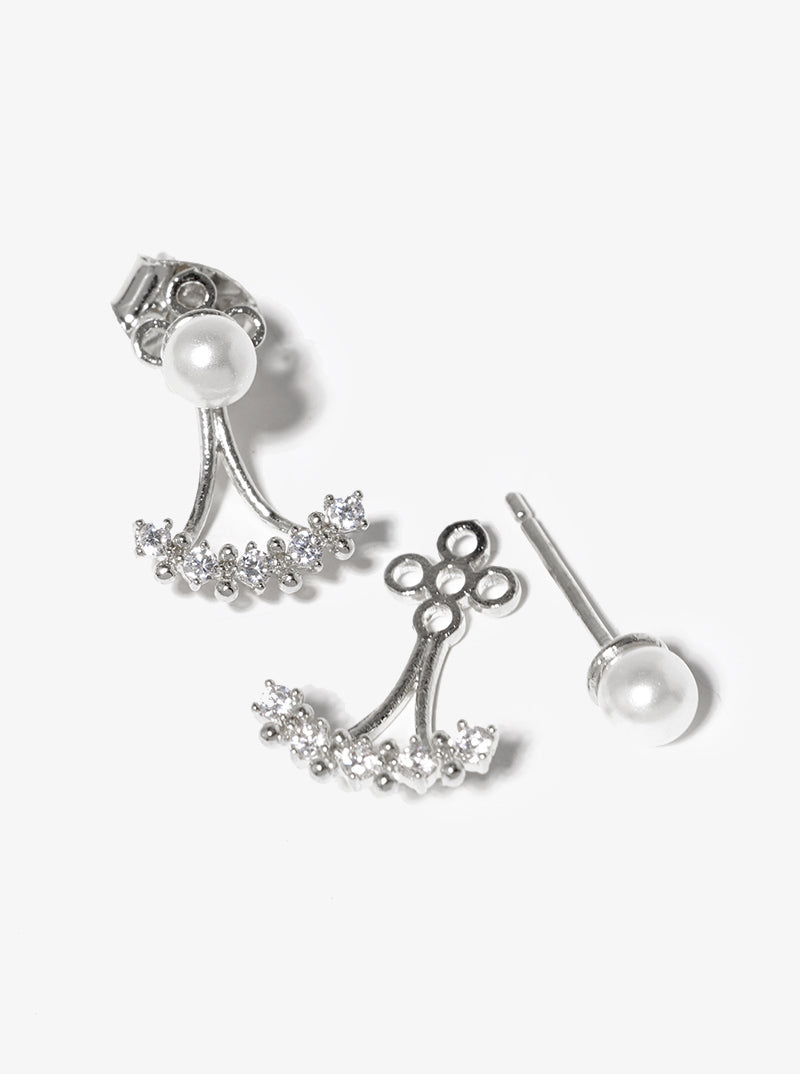 18k Gold Dipped Pearl CZ Pave Earring Jackets