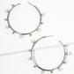 18k Gold Dipped Pearl Beaded 50mm Satellite Open Hoop Earrings