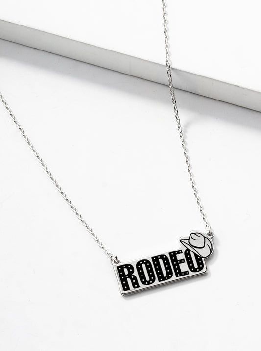 White Gold Dipped Rodeo Cowboy Pendant Necklace