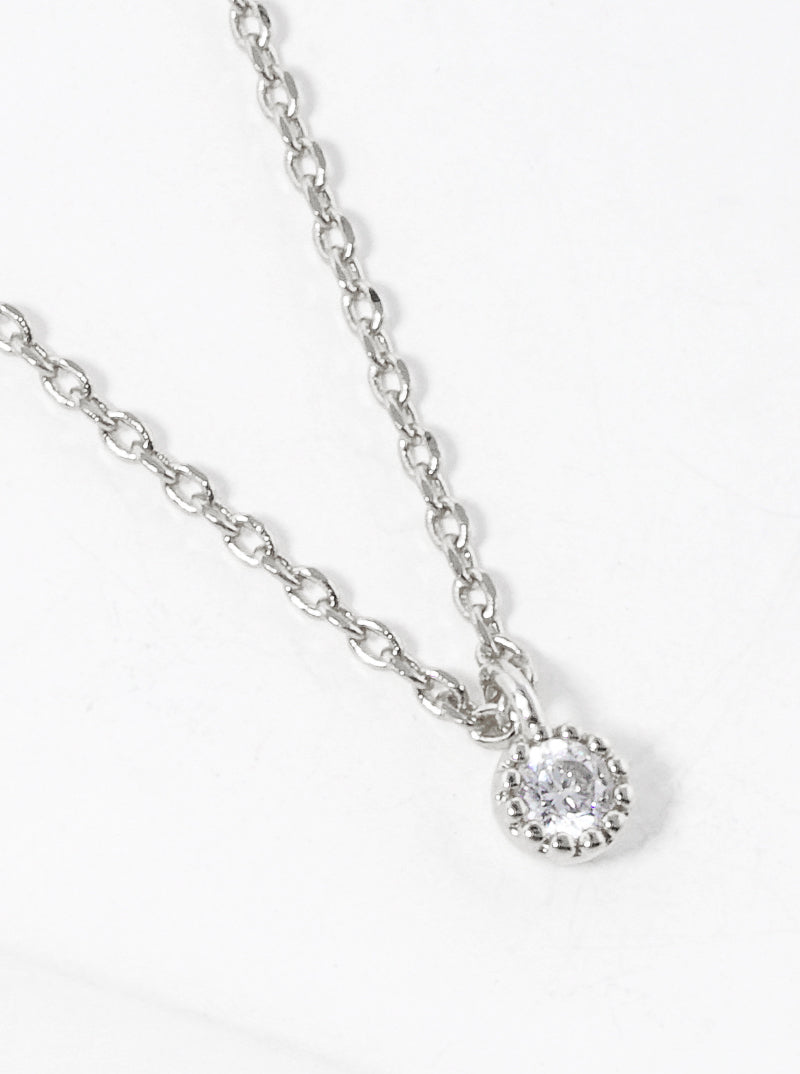 18k Gold Dipped Round Dainty CZ Pendant Delicate Necklace