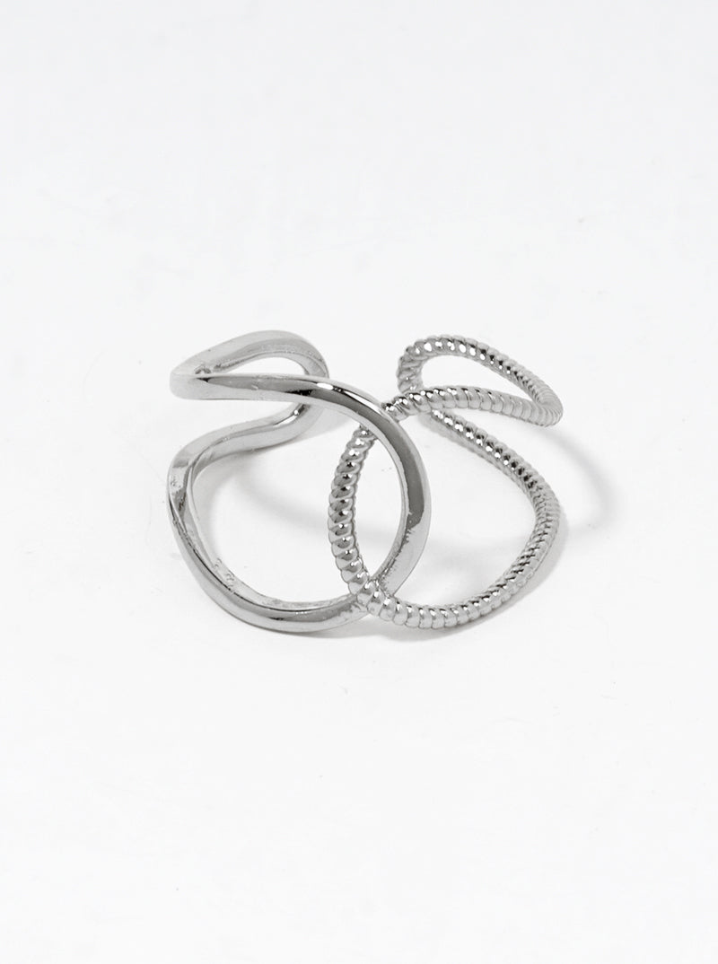 18k Gold Dipped Textured Metal Adjustable Interlocking Ring