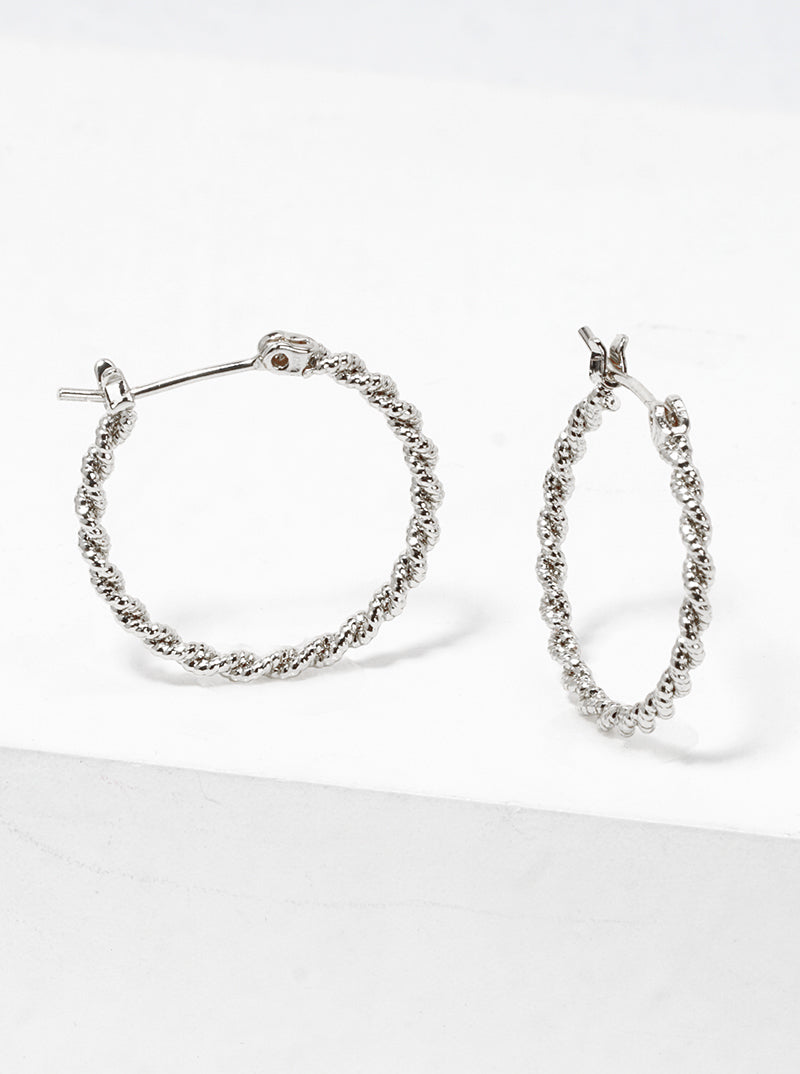 18k Gold Dipped Textured Twist 20mm Leverback Hoop Earrings