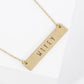 Wify Engraved Horizontal Bar Pendant Necklace