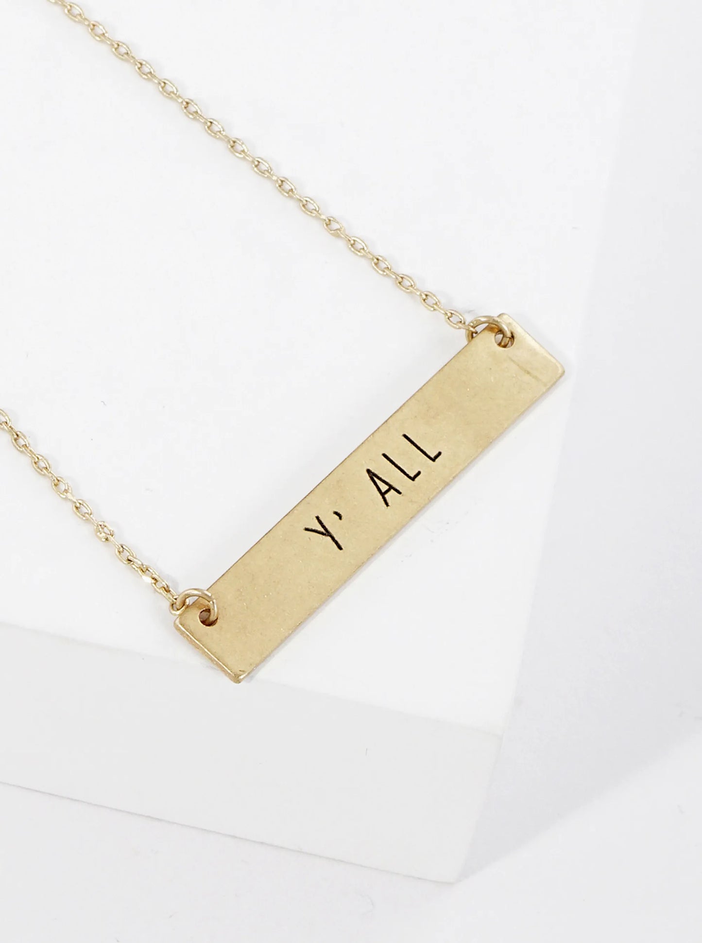 You All Engraved Horizontal Bar Pendant Necklace