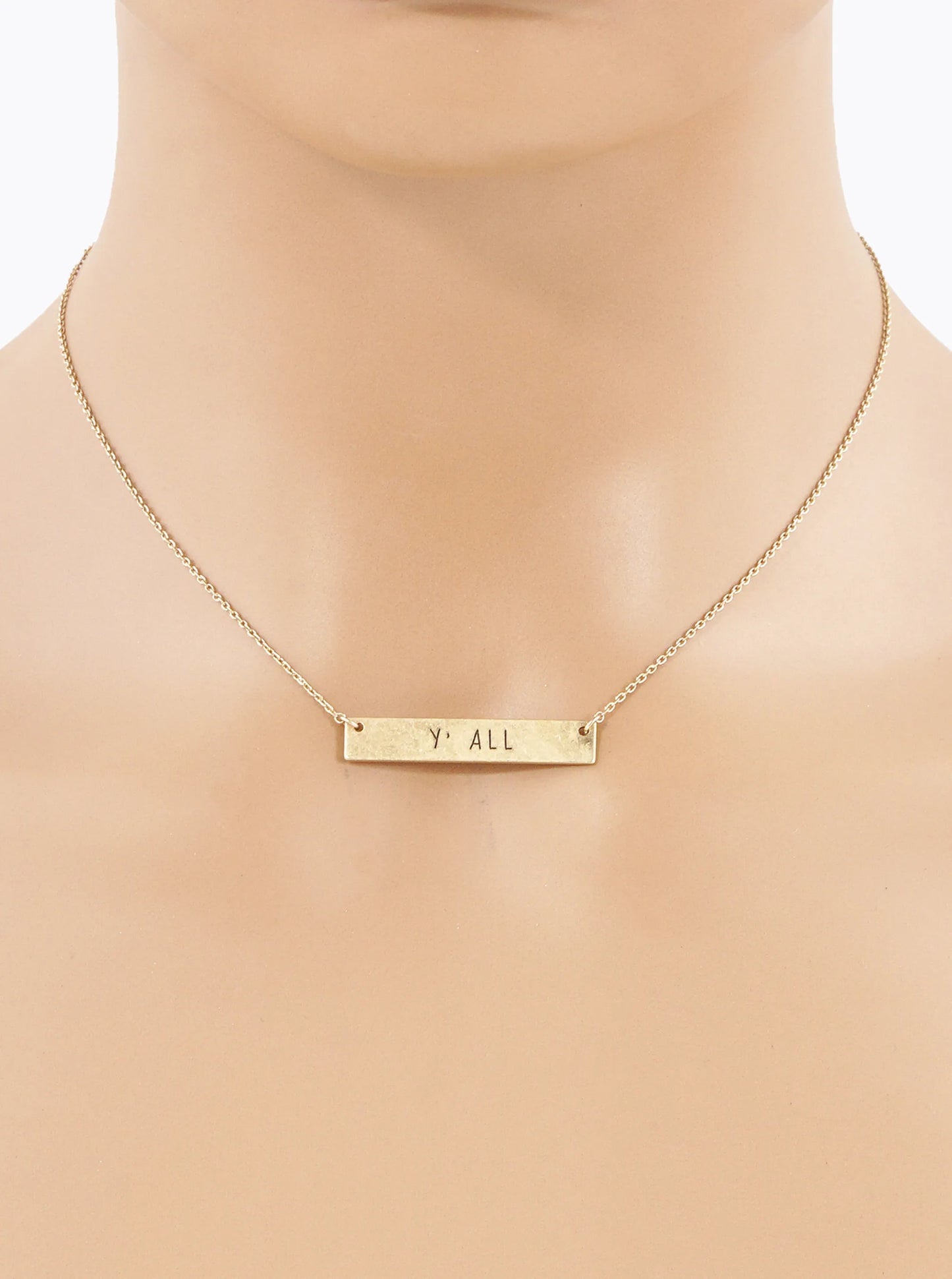 You All Engraved Horizontal Bar Pendant Necklace