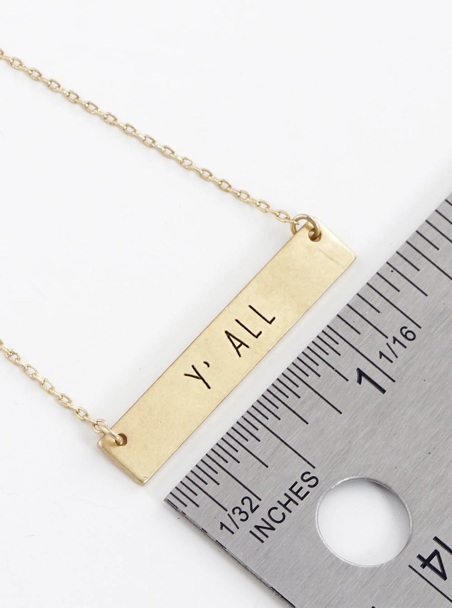 You All Engraved Horizontal Bar Pendant Necklace