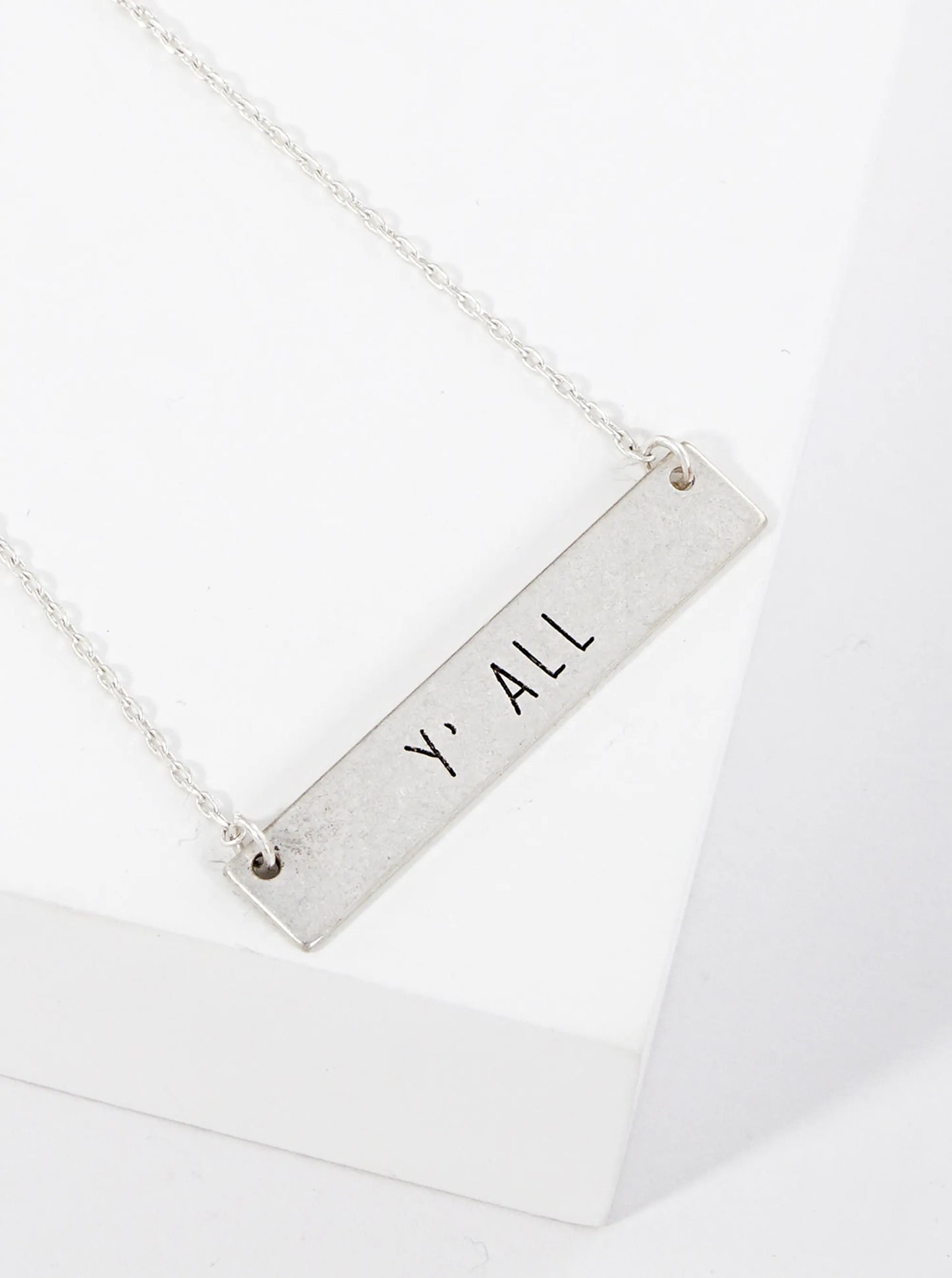 You All Engraved Horizontal Bar Pendant Necklace