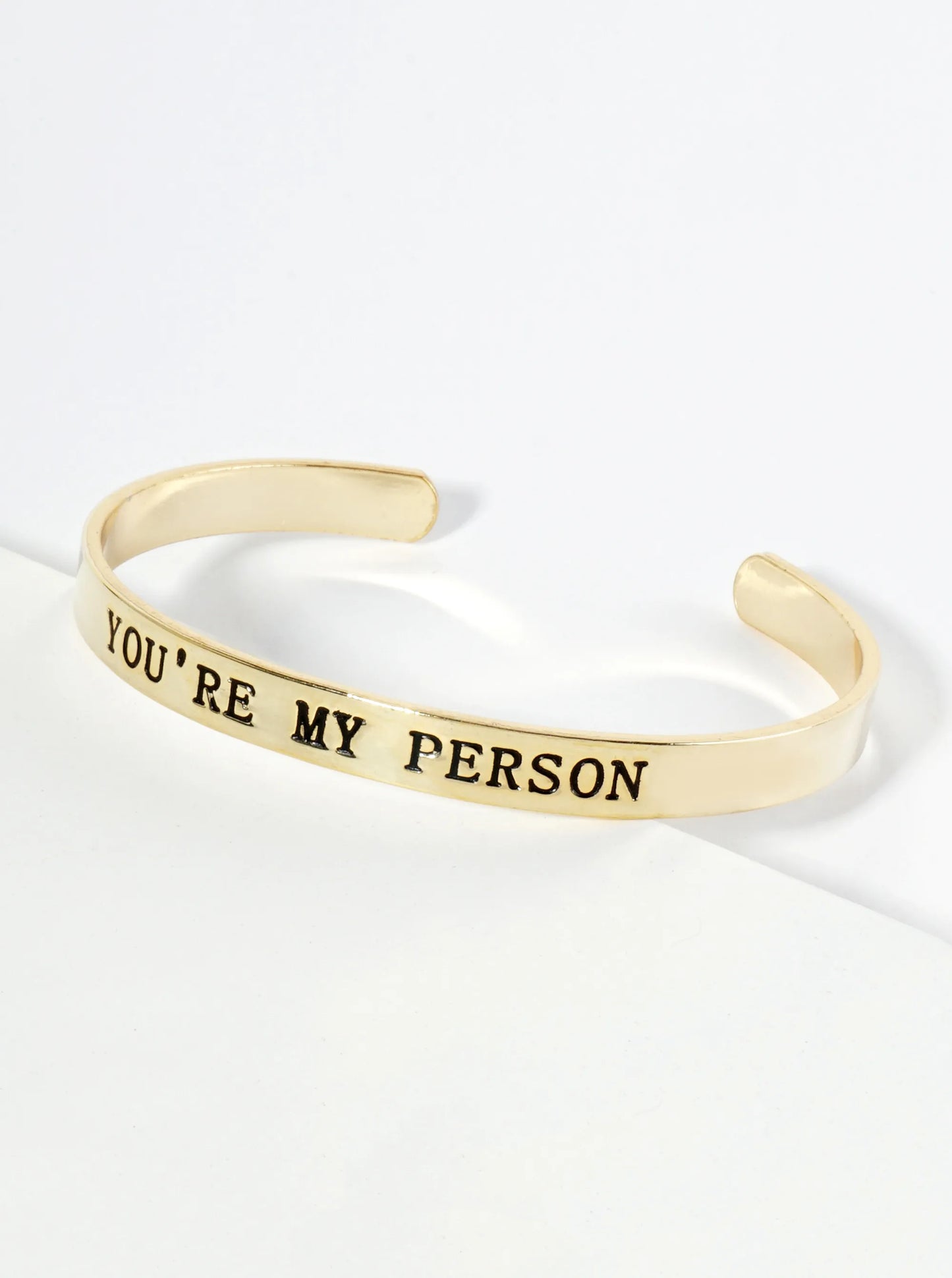 You Are My Person Engraved 18K Gold Dipped Open Cuff Bangle Bracelet