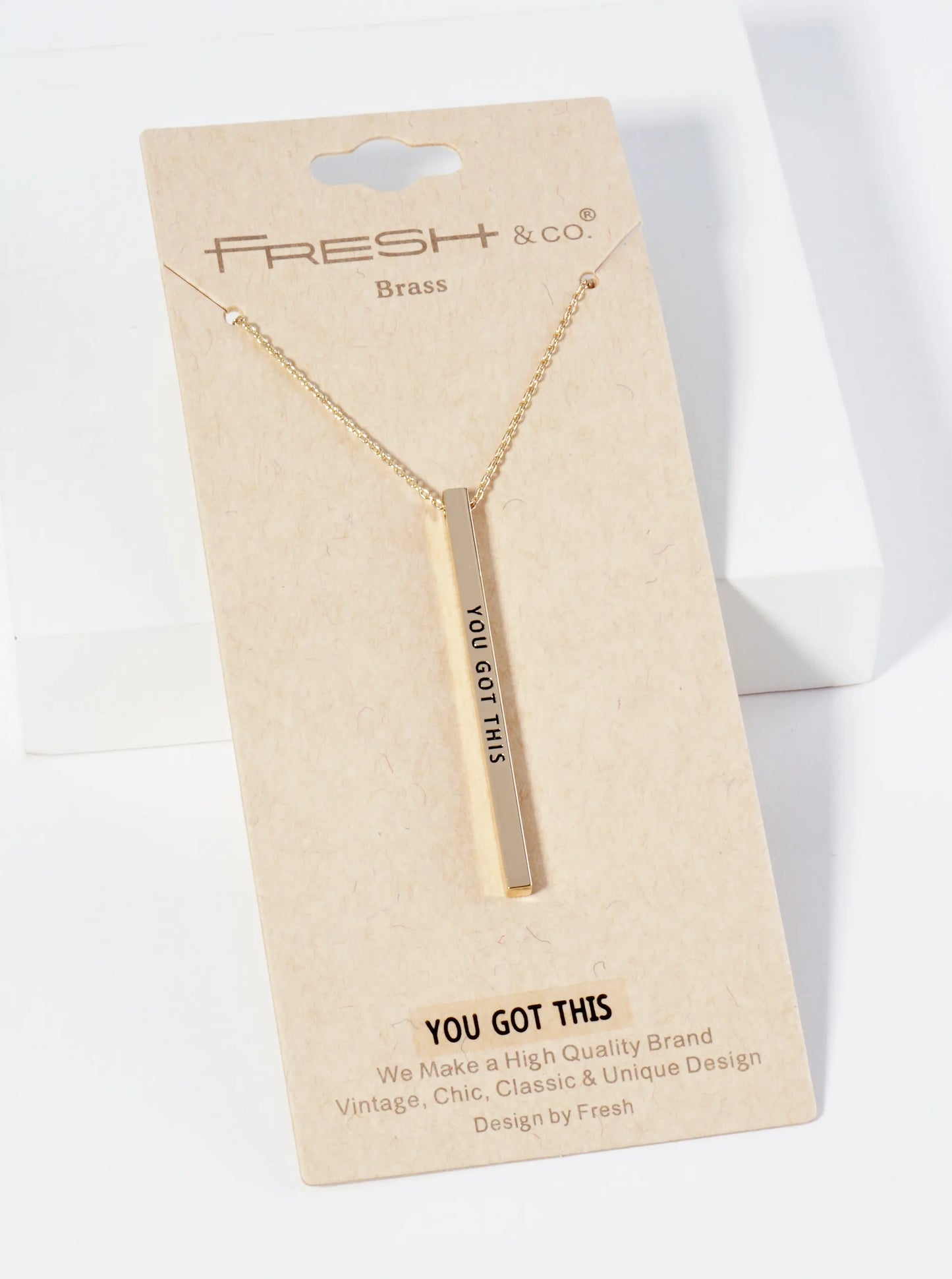You Got This Engraved Vertical Bar Pendant Inspirational Necklace