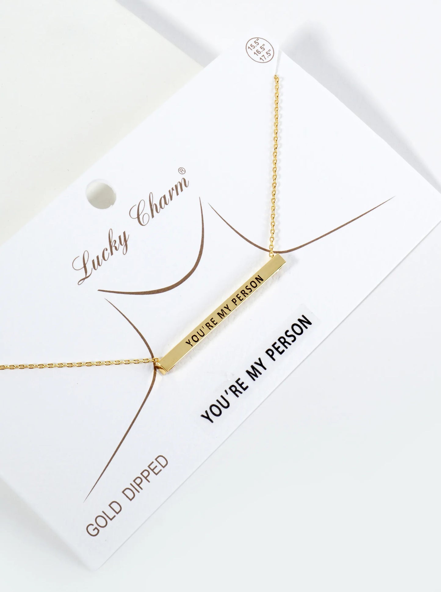You Are My Person Engraved 18K Gold Dipped Horizontal Brass Bar Pendant Inspirational Necklace