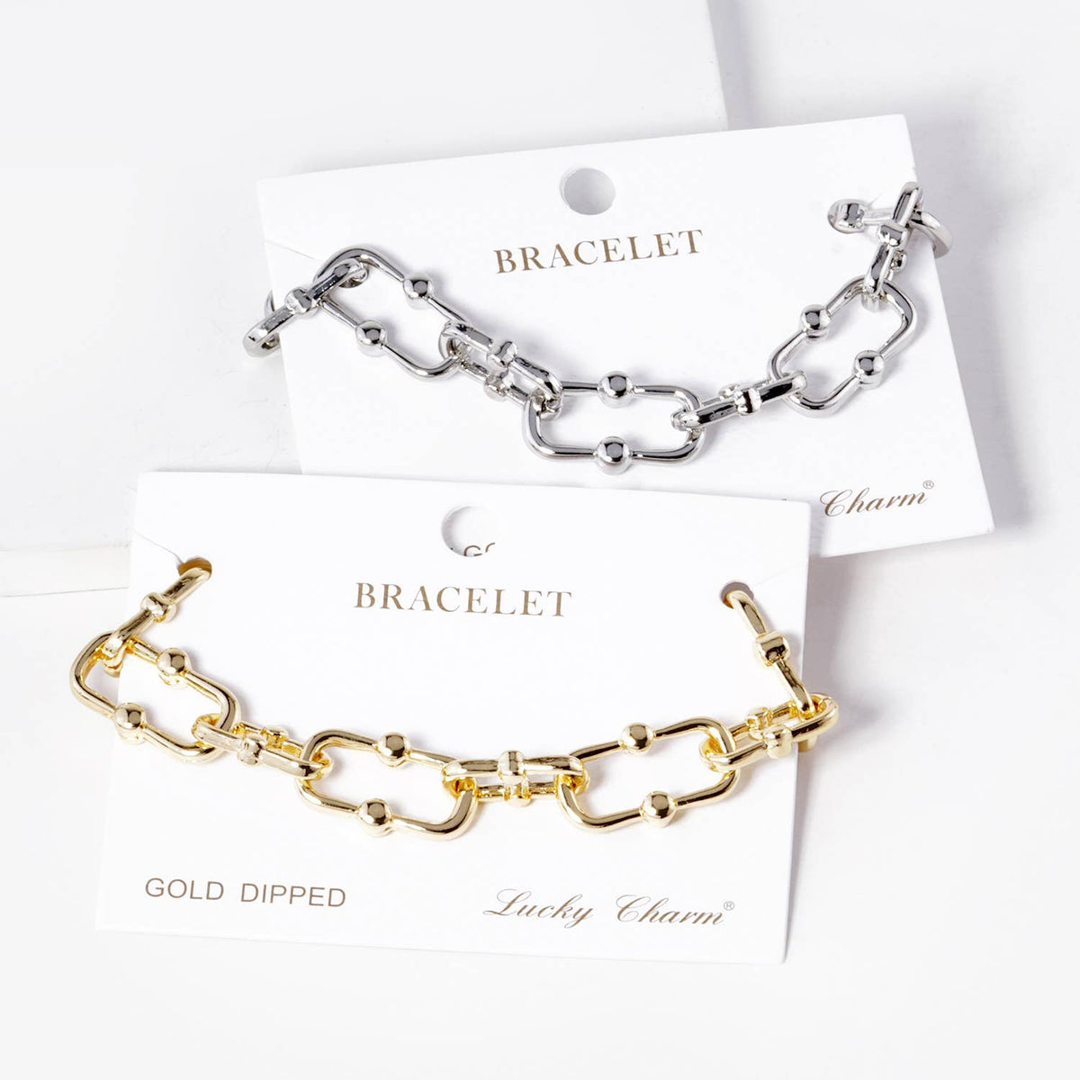 Modern U-Link Ball Station Chain Bracelet