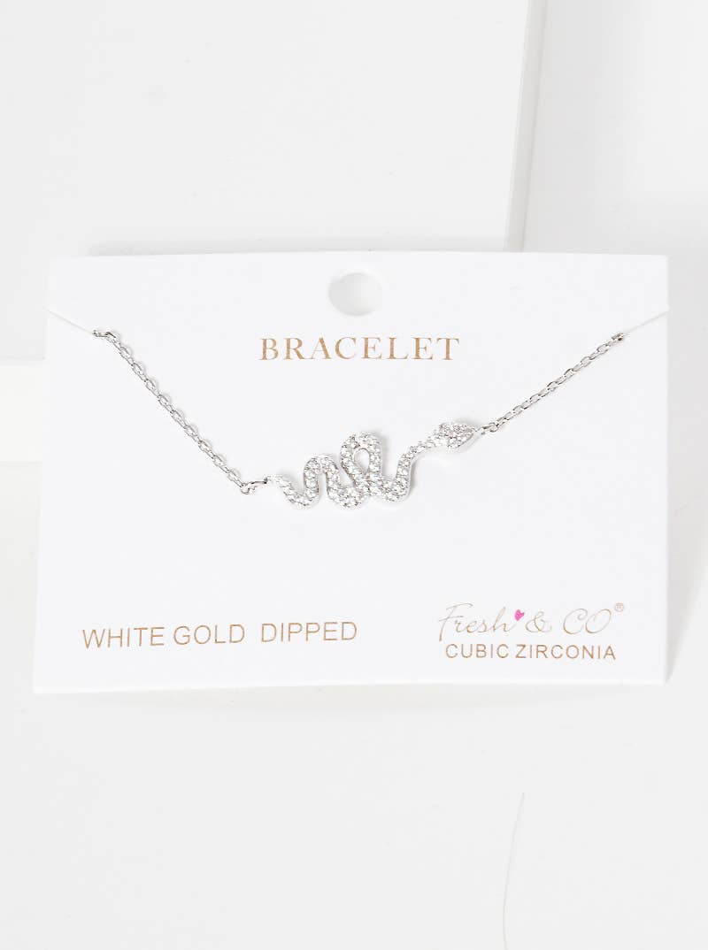Minimalist Pavé Snake Charm Bracelet
