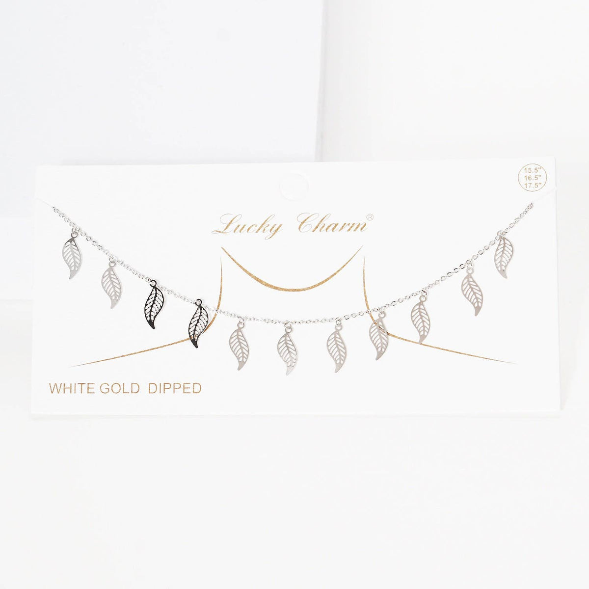 Gold Plated Chain w/ Dangling Leaves Necklace
