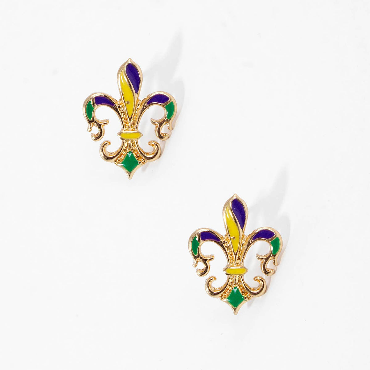 Gold Plated Mardi Gras Themed Post Earrings