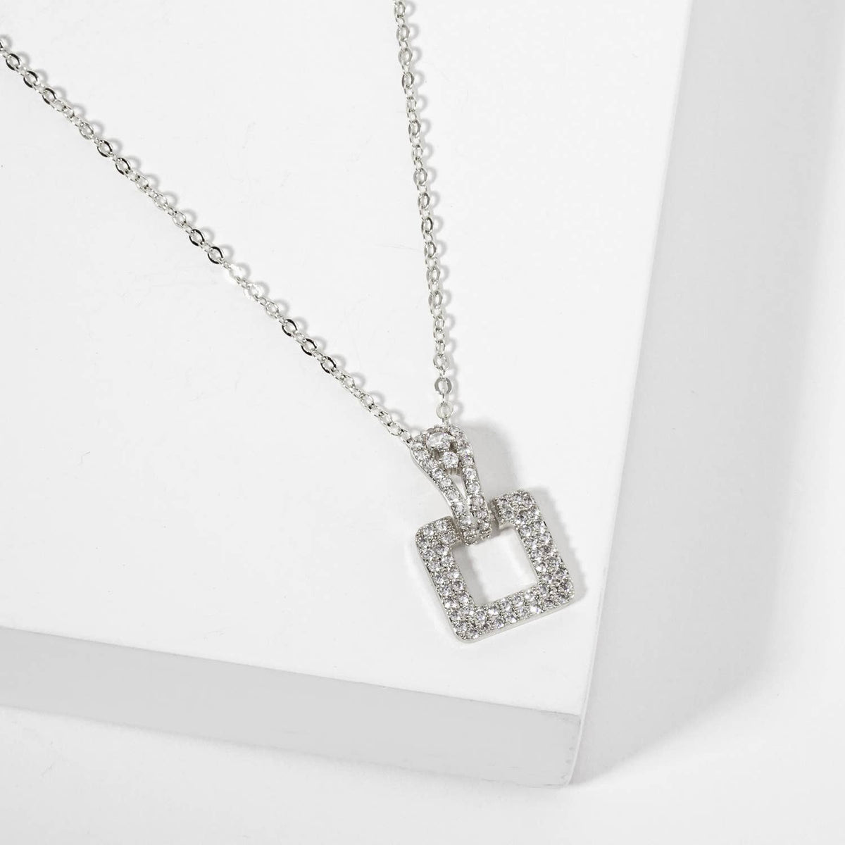 Square Door-Knocker Pendant 18K-Gold-Dipped Brass Necklace