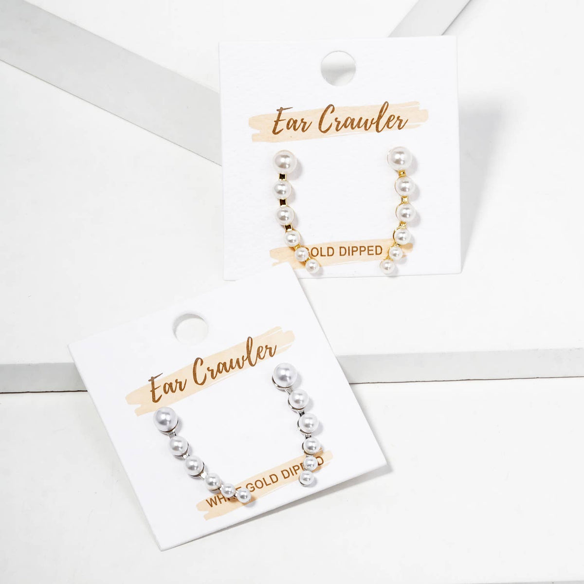 Gold Dipped Pearl Graduated Ear Crawler