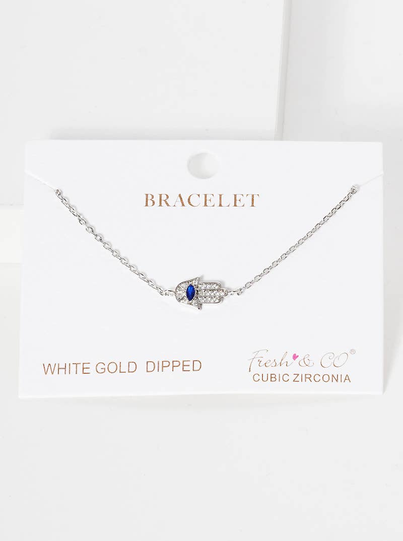 Minimalist Hamsa Hand Charm Bracelet
