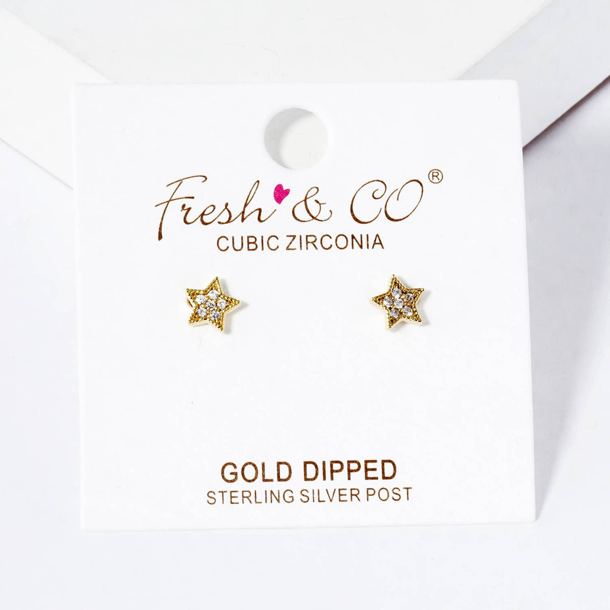 18K Gold Dipped CZ Pave Star Post Stud Earrings