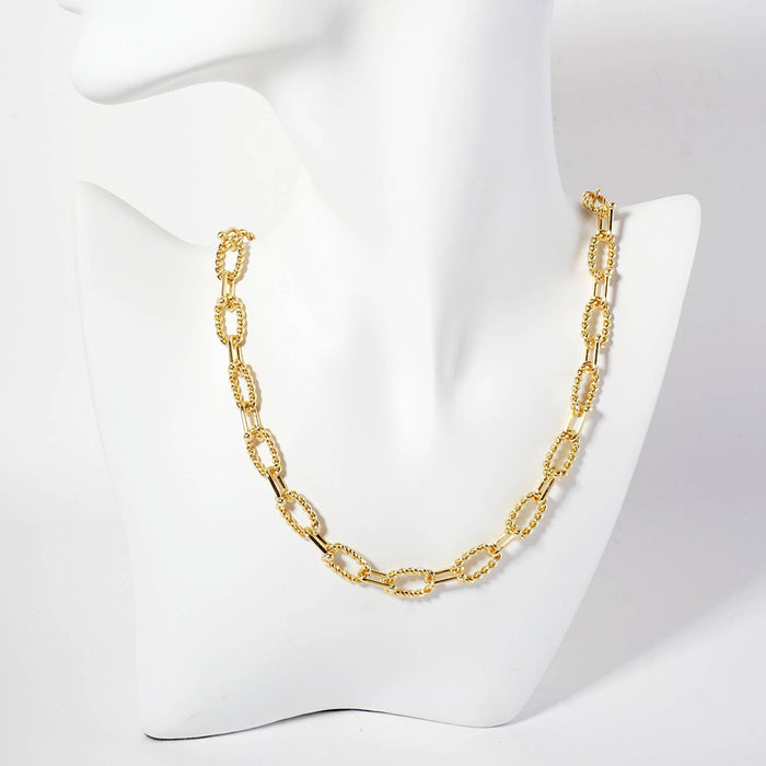 Rope-Texture Polished Brass 16-11mm Chain Necklace