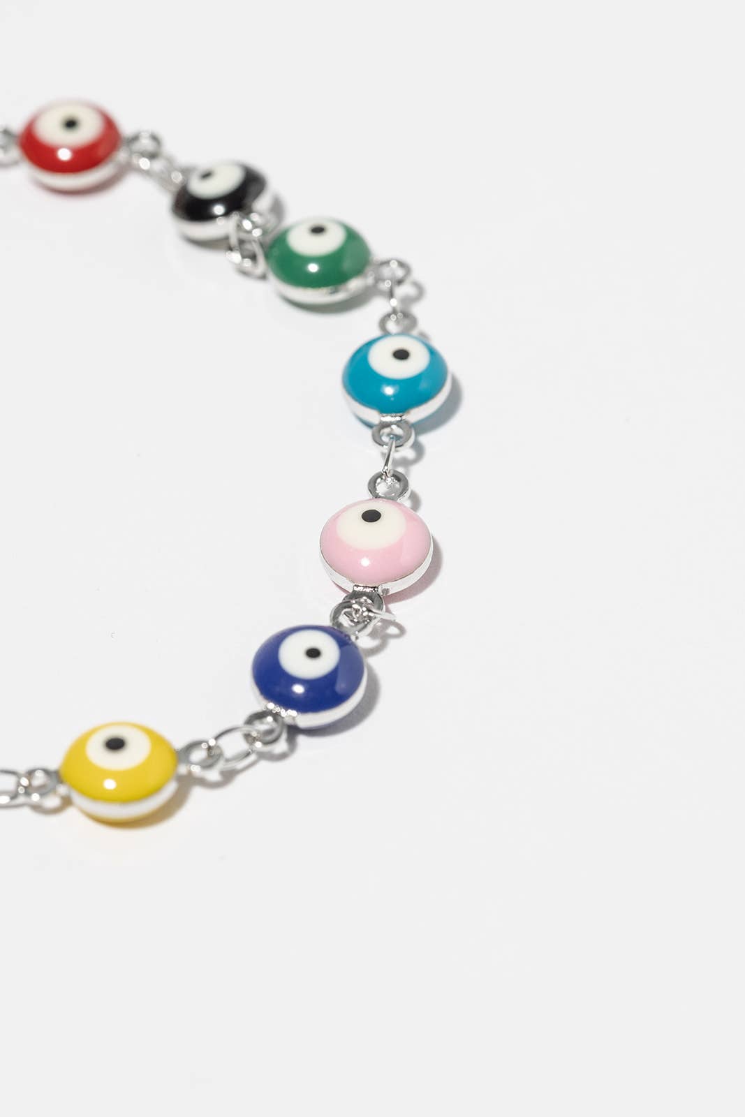 Multi-Color Enamel Evil Eye Chain Bracelet