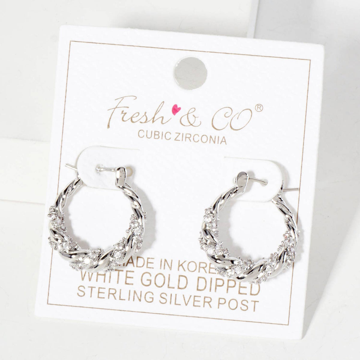 Rolled Design Single Row Embellishment 20mm Hoop Earrings
