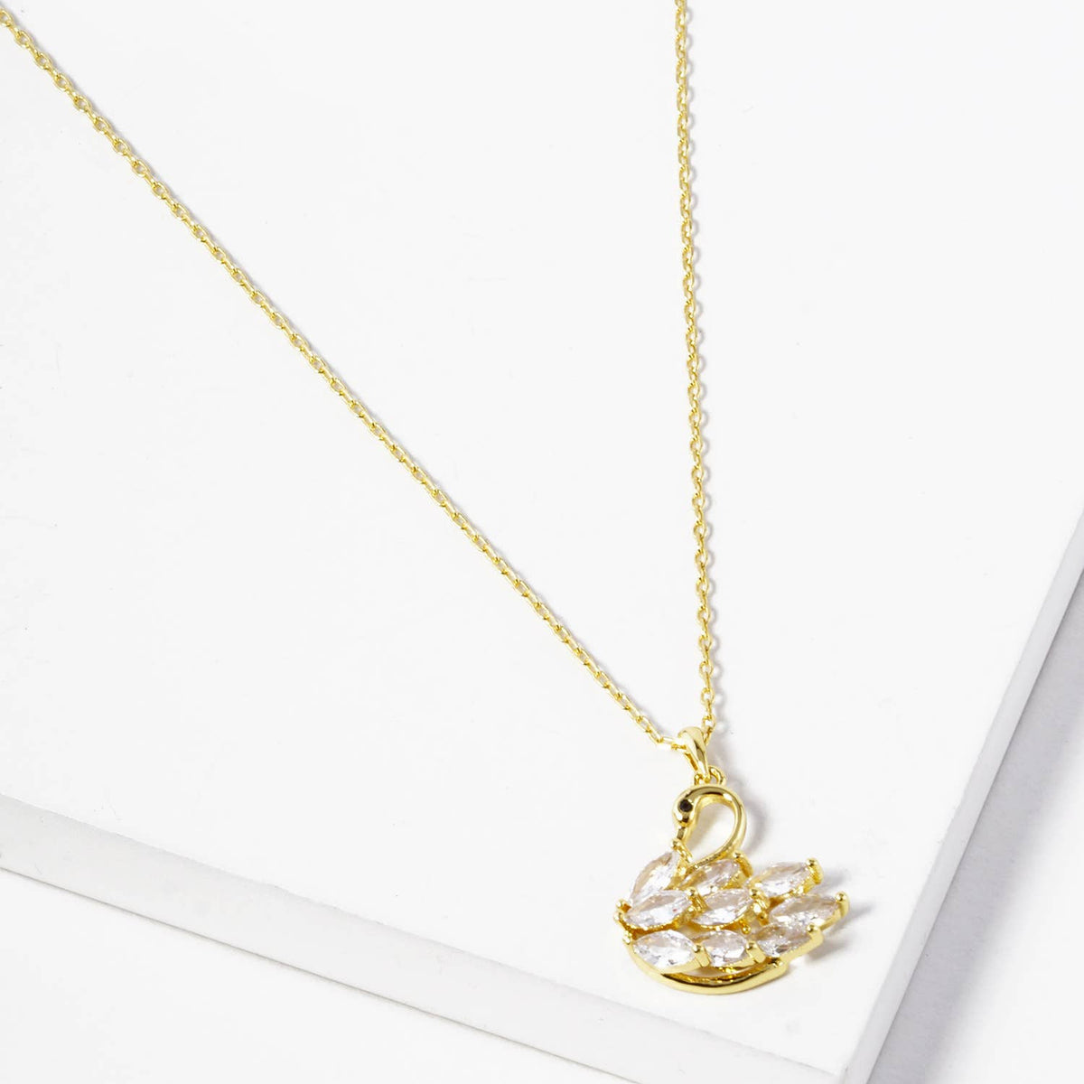 Elegant Crystal Swan Pendant Necklace