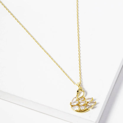 Elegant Crystal Swan Pendant Necklace